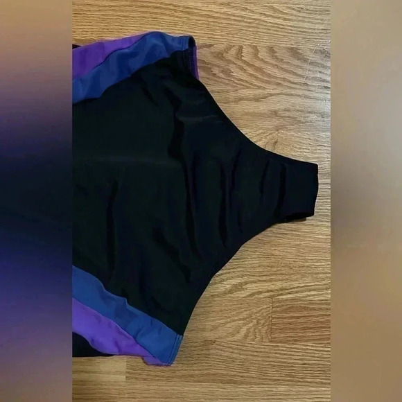 Lands’ End Black with Blue & Purple Stripe One Piece Size 24W/L - Picture 4 of 9